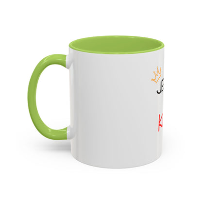 Jesus Is King Accent Coffee Mug — Christian Faith Coffee Cup (11/15oz)
