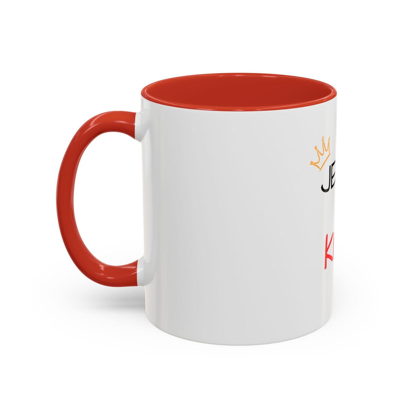Jesus Is King Accent Coffee Mug — Christian Faith Coffee Cup (11/15oz)