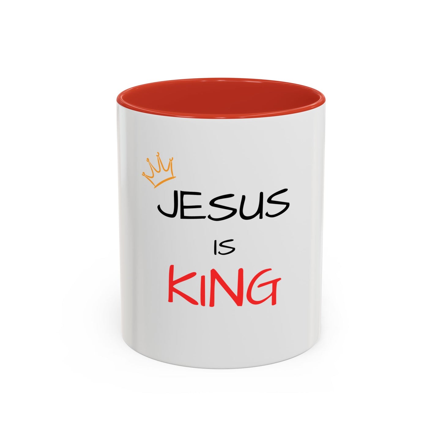 Jesus Is King Accent Coffee Mug — Christian Faith Coffee Cup (11/15oz)