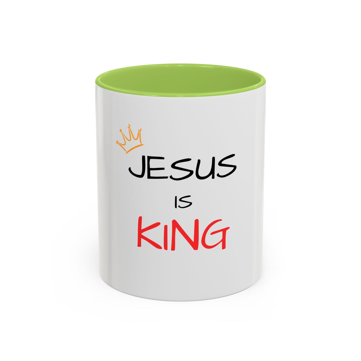 Jesus Is King Accent Coffee Mug — Christian Faith Coffee Cup (11/15oz)