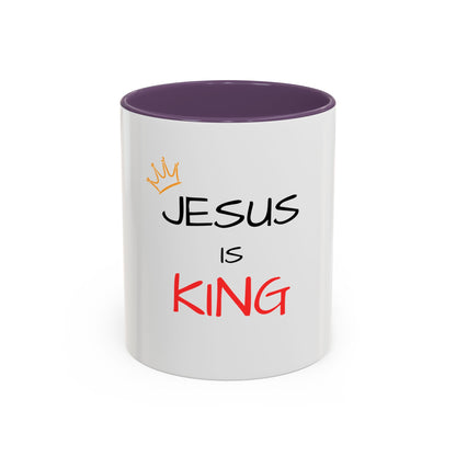 Jesus Is King Accent Coffee Mug — Christian Faith Coffee Cup (11/15oz)
