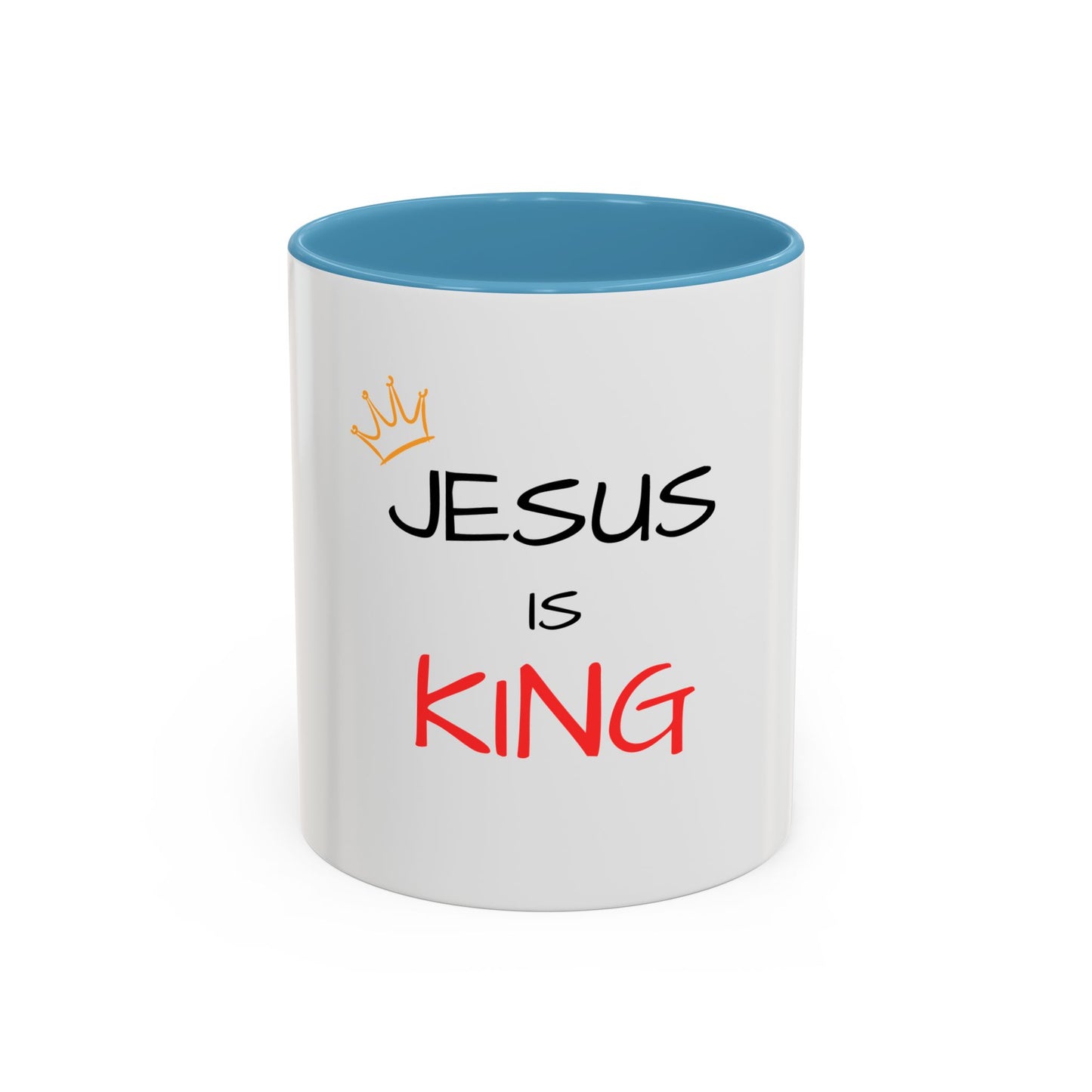 Jesus Is King Accent Coffee Mug — Christian Faith Coffee Cup (11/15oz)