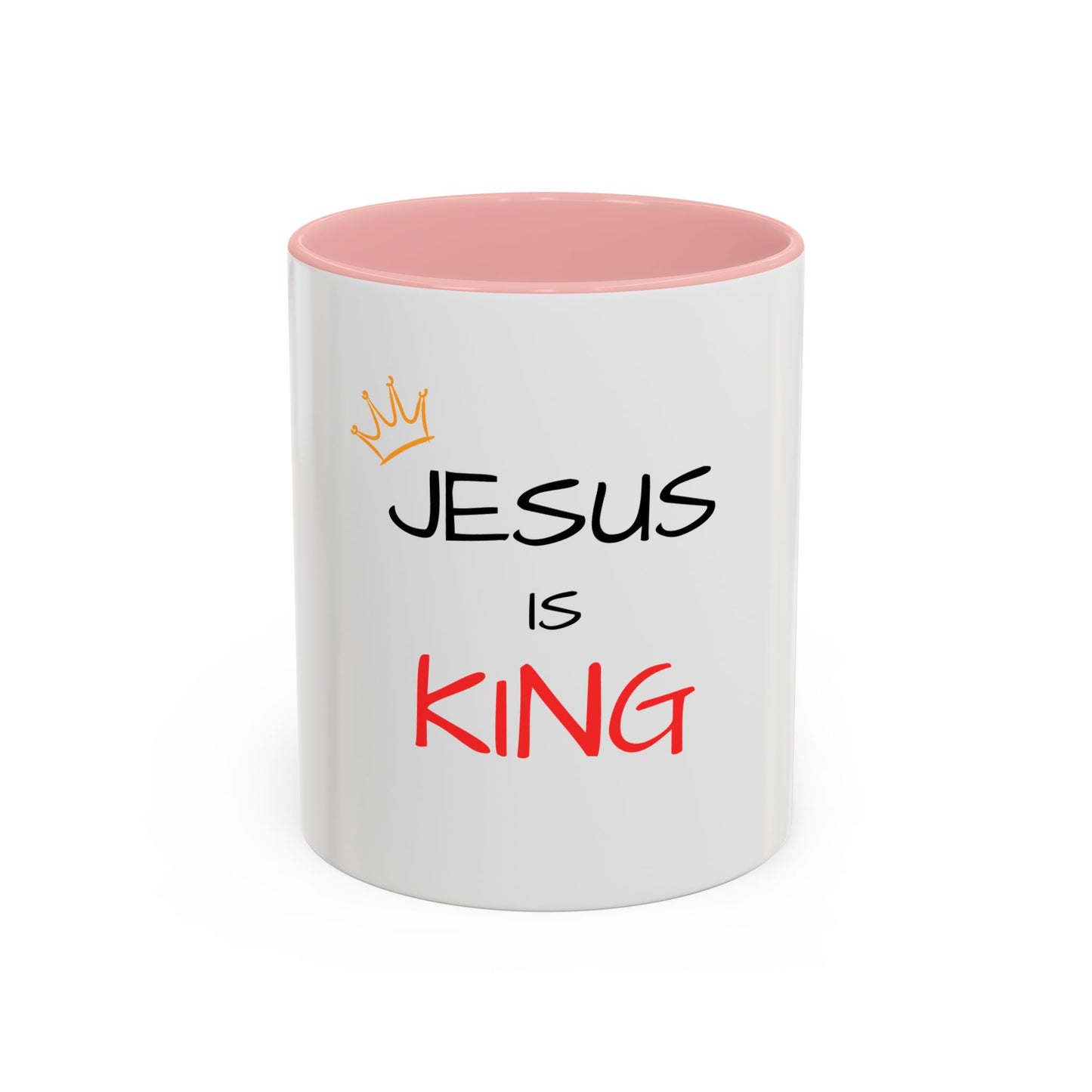 Jesus Is King Accent Coffee Mug — Christian Faith Coffee Cup (11/15oz)