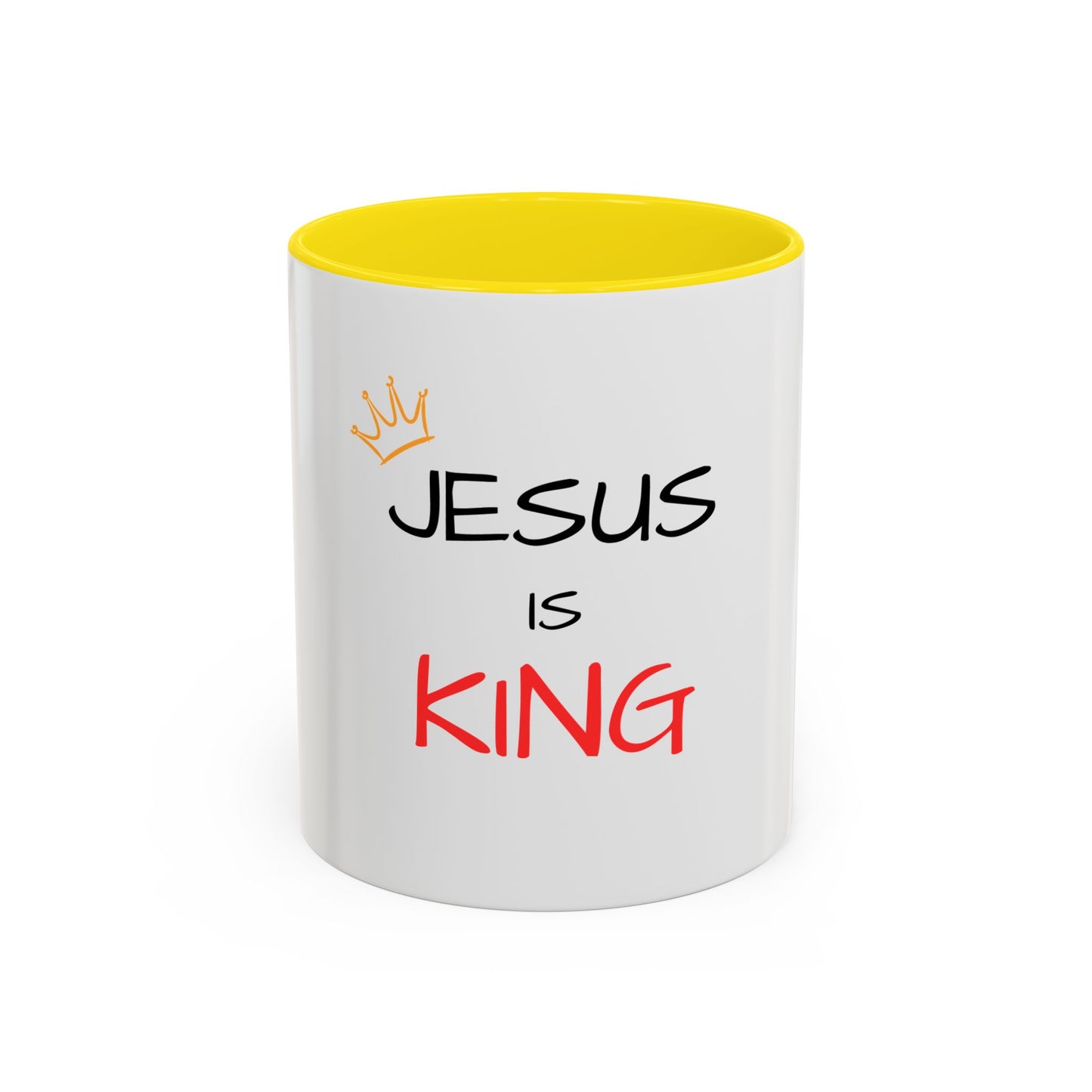 Jesus Is King Accent Coffee Mug — Christian Faith Coffee Cup (11/15oz)