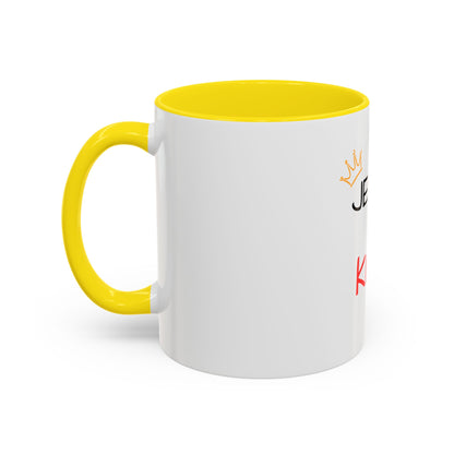 Jesus Is King Accent Coffee Mug — Christian Faith Coffee Cup (11/15oz)